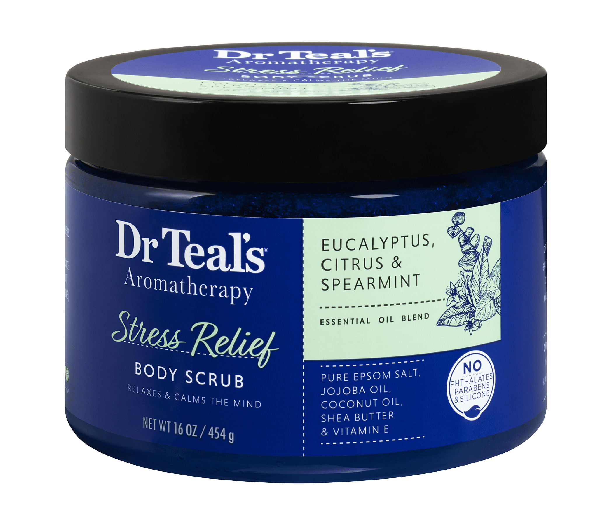 Dr Teal's Aromatherapy Stress Relief Body Scrub Relax & Calm Mind with Eucalyptus, Citrus, and Spearmint 454g