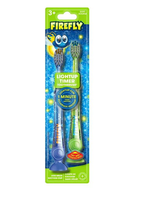 Firefly Lightup Timer 2 Toothbrushes Soft 3+