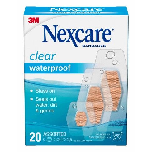 Nexcare Clear Waterproof Bandages 20 Assorted