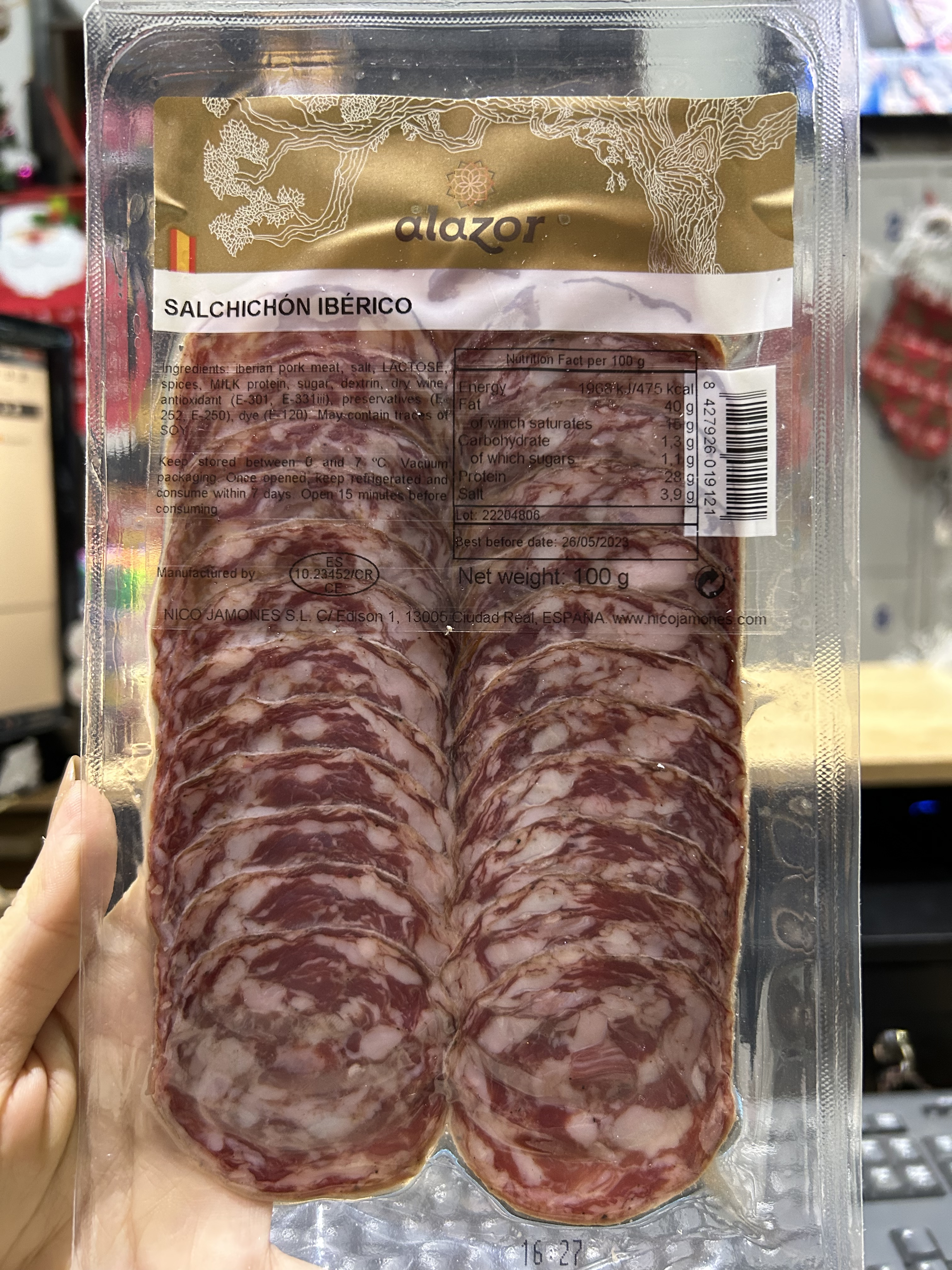 Xúc XÍch Khô Alazor Salchichon Iberico Sliced 100g