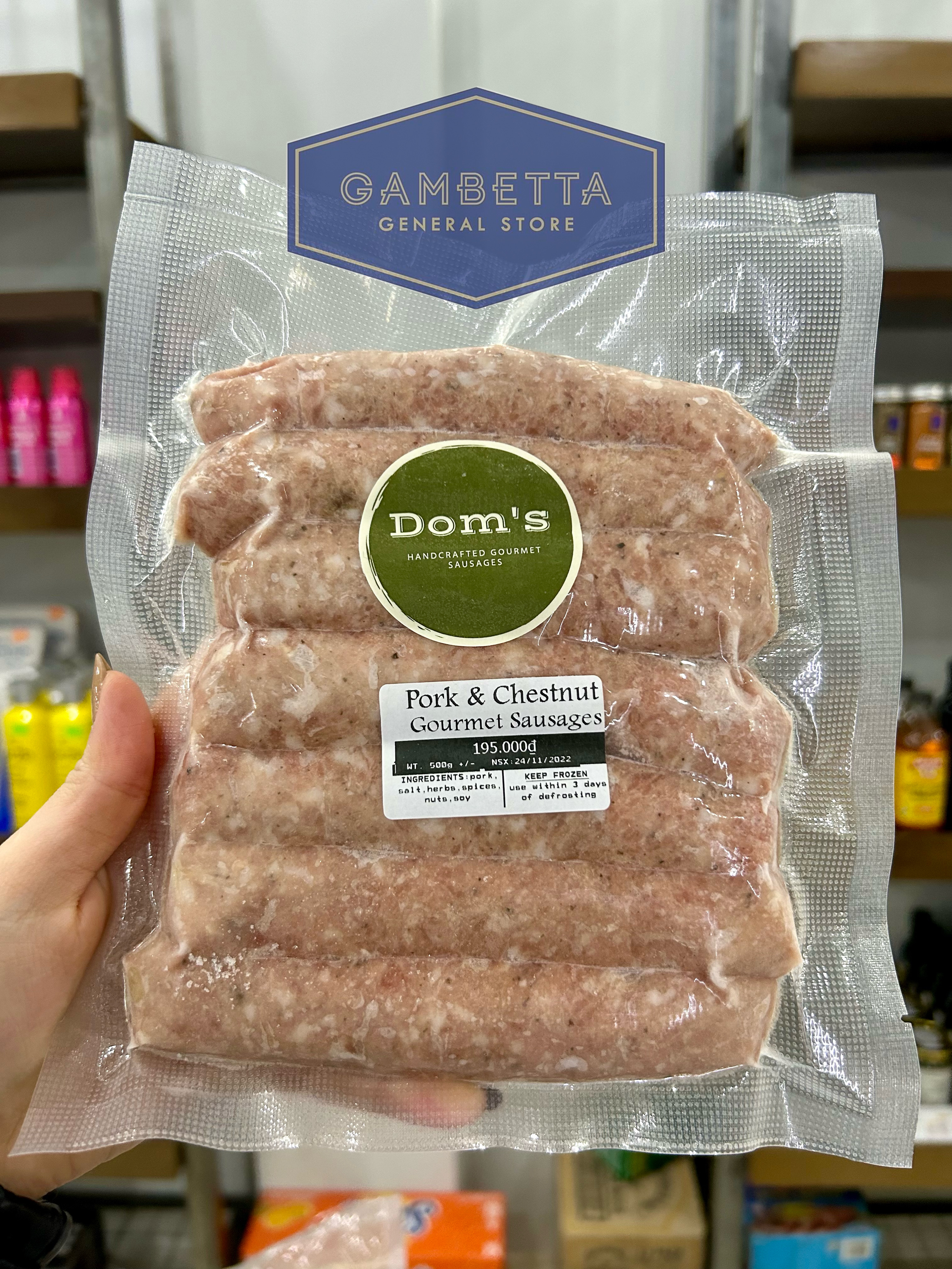 Dom's Sausage Pork and Chestnut 500g