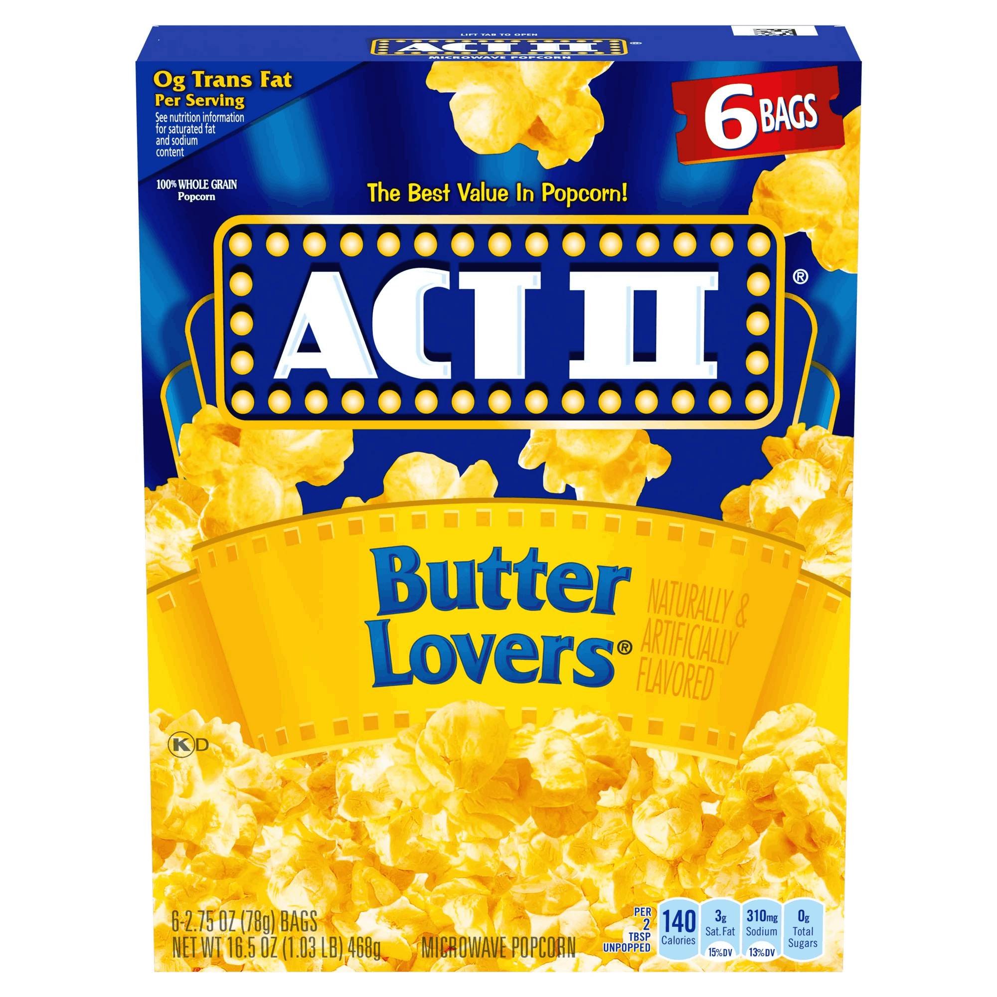 Act II Microwave Popcorn Butter Lovers 468g