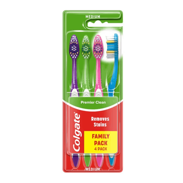 Colgate Premier Clean Pack 4 Medium Toothbrush