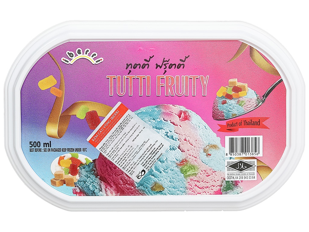 Kem Hộp Cầu Vồng Hoa Quả Thái Tuti Fruit Ice Cream Tub 500g