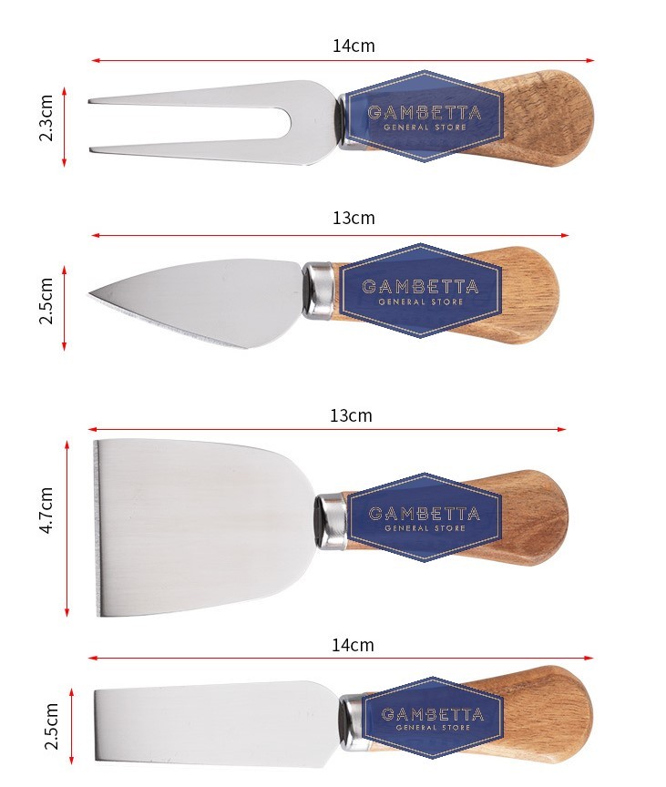 4 Pieces Set Cheese Knives With Wooden Handle