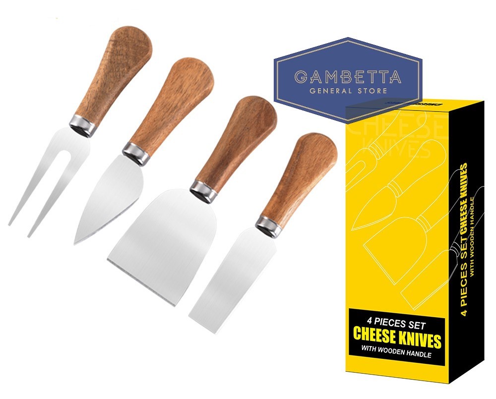 4 Pieces Set Cheese Knives With Wooden Handle