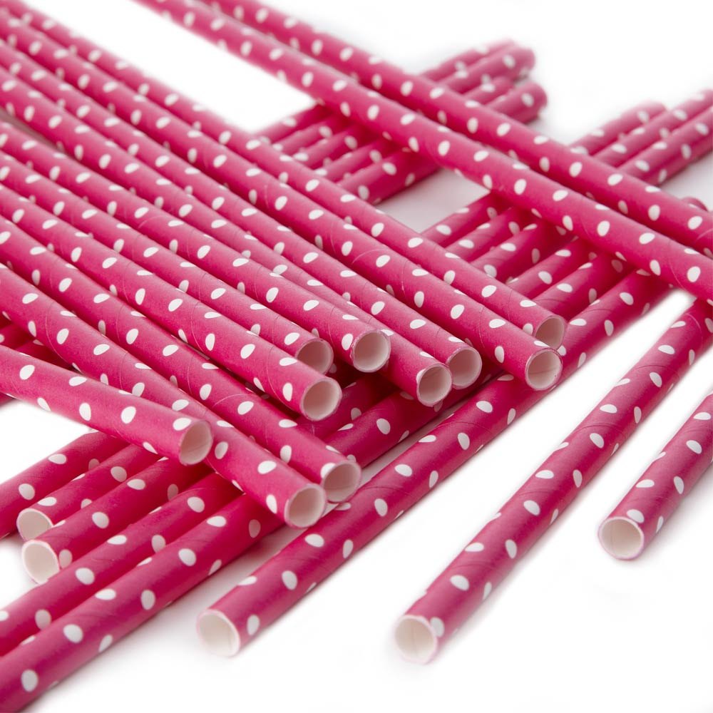 Kokusai Paper Straw Pineaple/Pink Dot Pattern 144 Straws