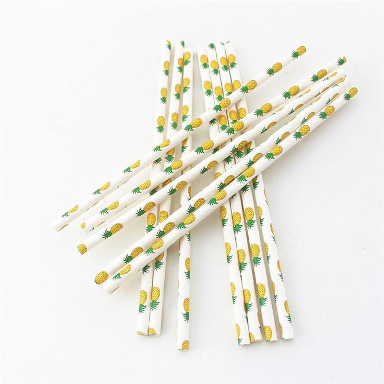 Kokusai Paper Straw Pineaple/Pink Dot Pattern 144 Straws