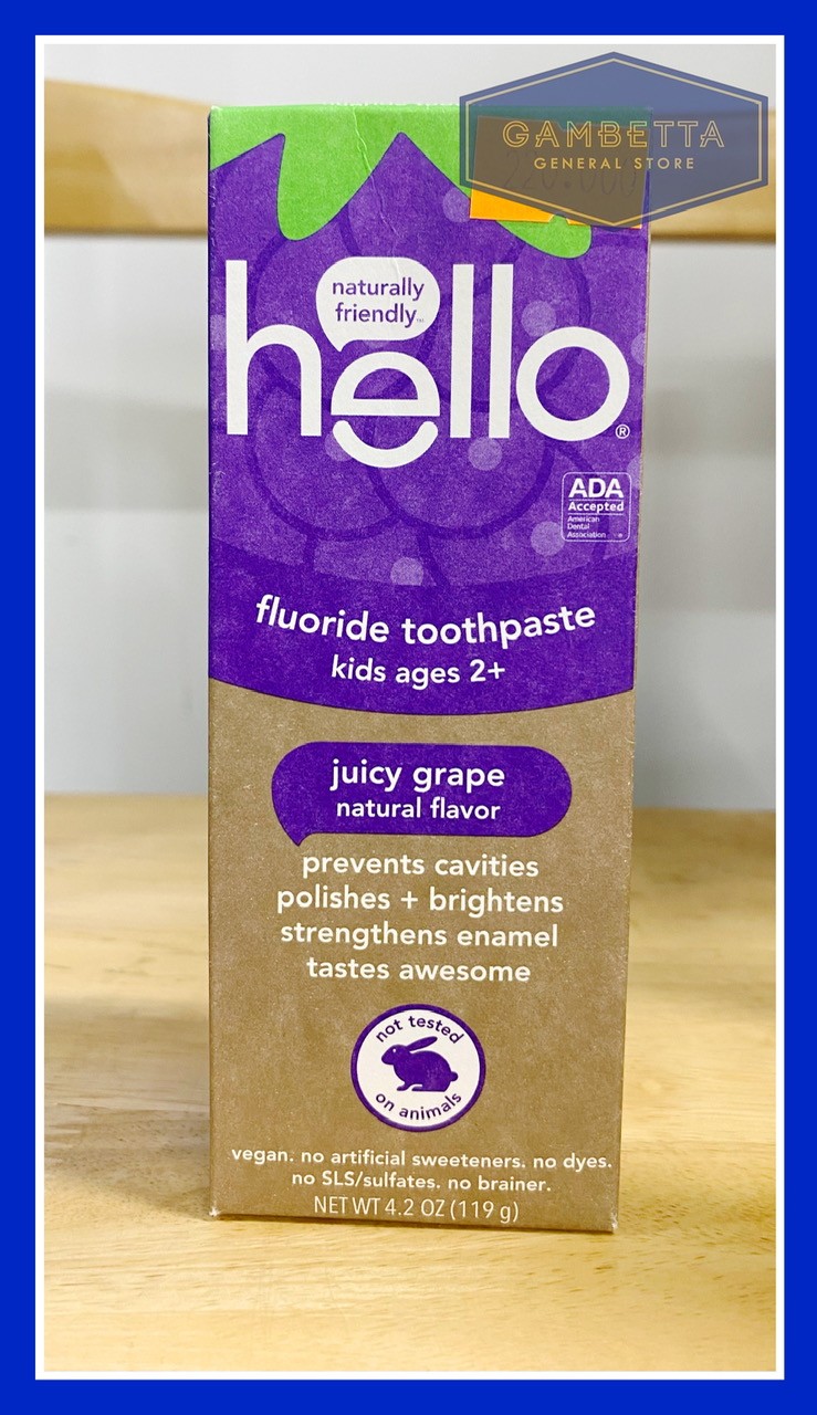 Hello Fluoride Toothpaste Kids age 2+ Juicy Grape Flavor 119g