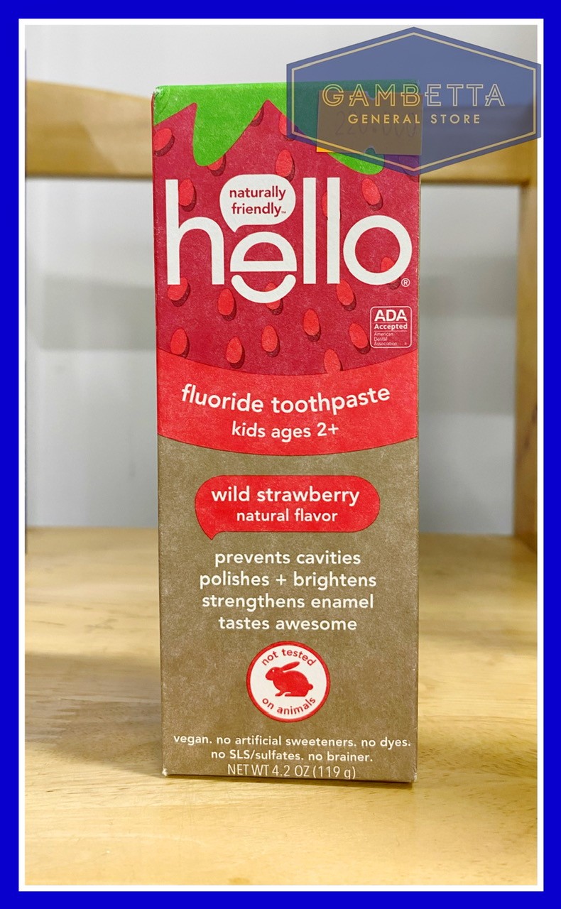 Hello Fluoride Toothpaste Kids age 2+ Wild Strawberry Flavor 119g