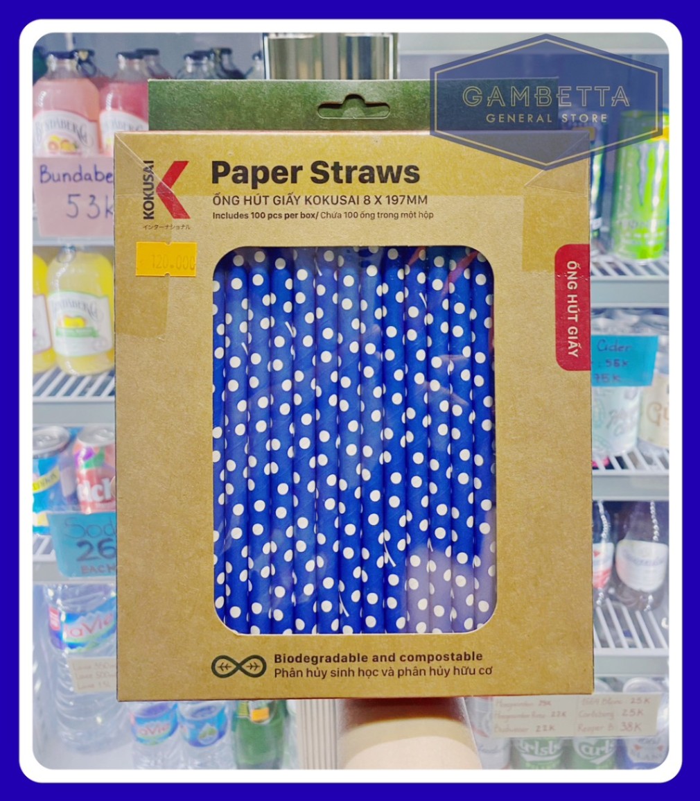 Kokusai Paper Straw 100 Straws - Ống Hút Giấy Hoạ Tiết 100 chiếc