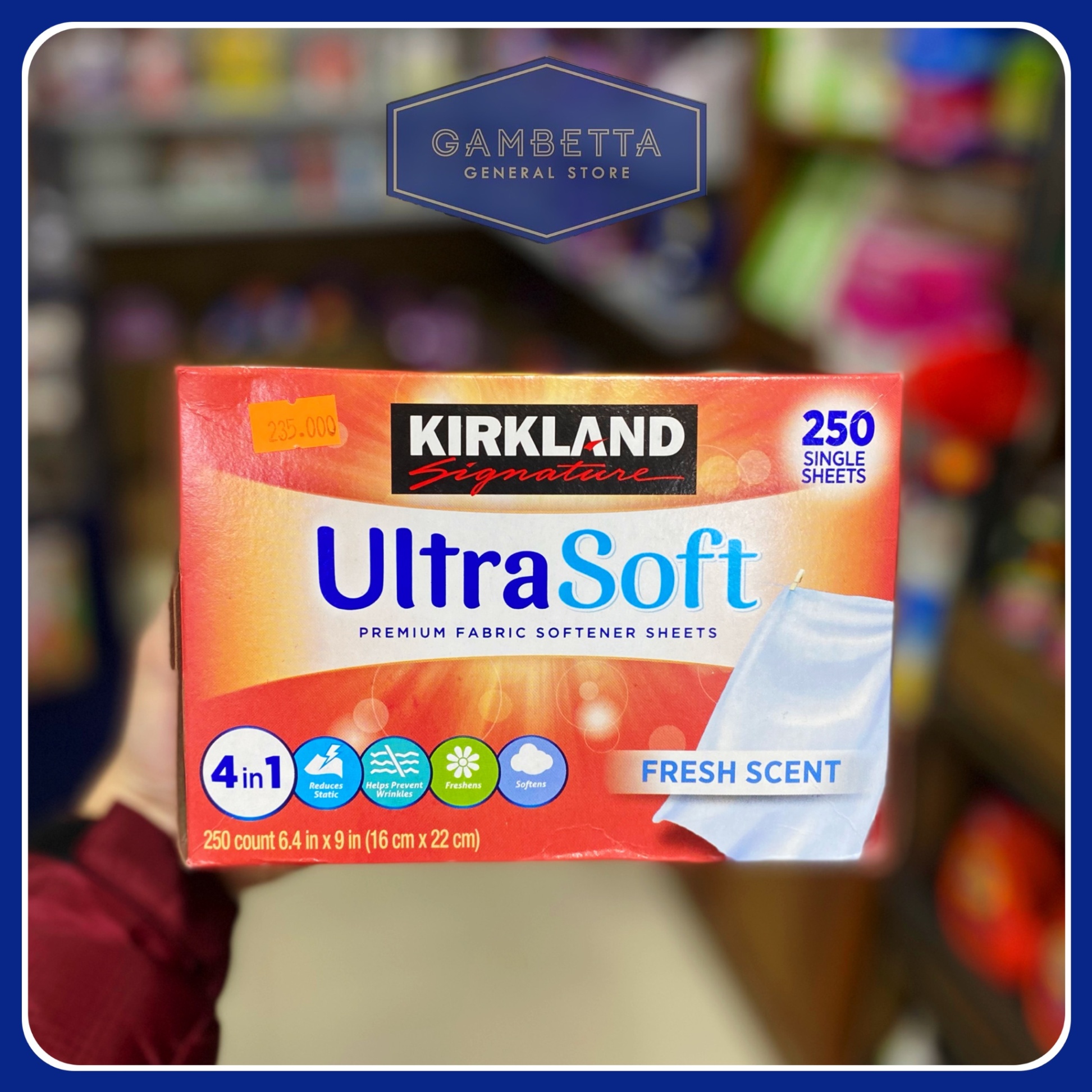 Kirkland Giấy thơm Quần Áo Ultra Soft Premium Fabric Softener Sheets Fresh Scent 250 sheets