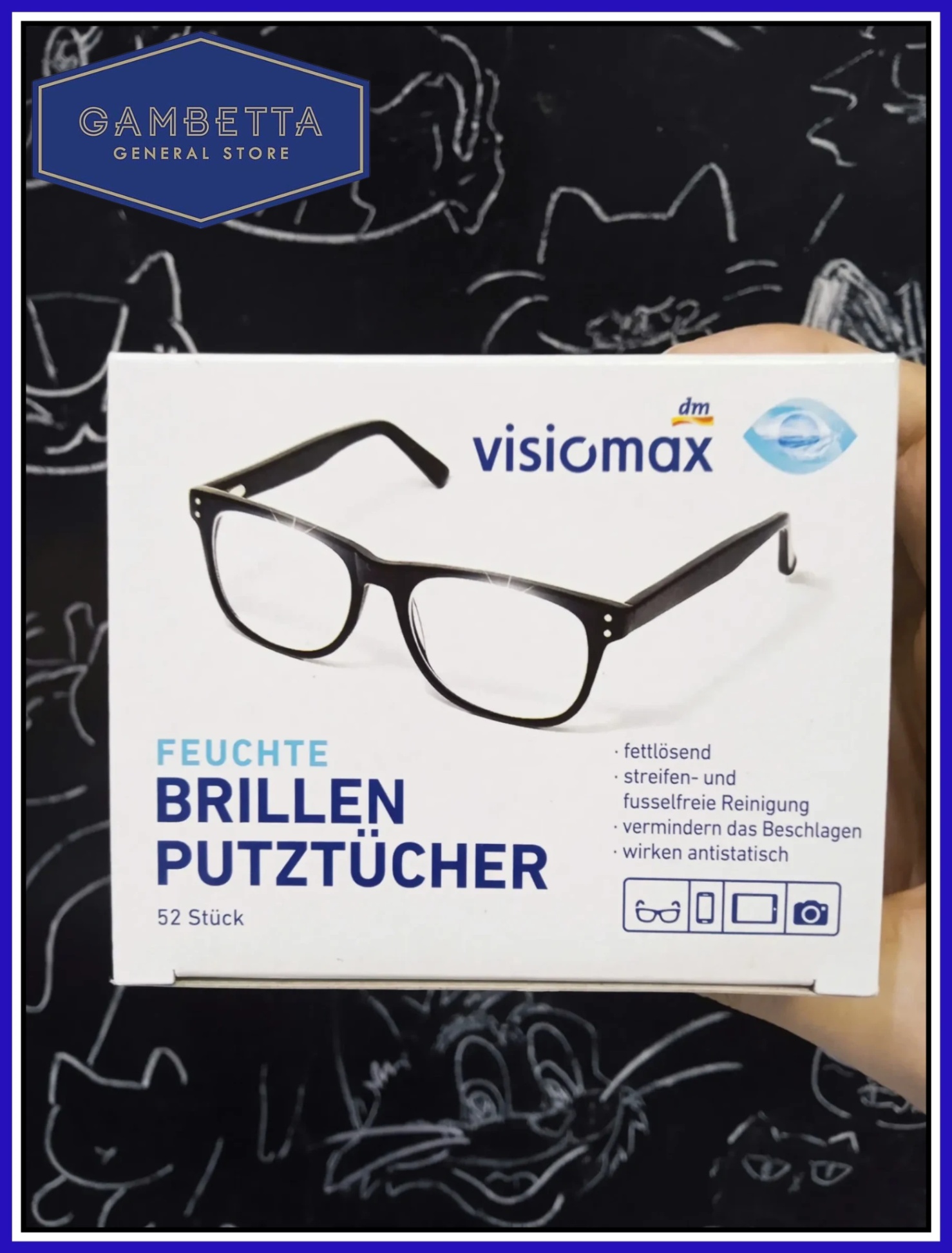 Visionmax Hộp Khăn Giấy Lau Kính Đức 52 miếng