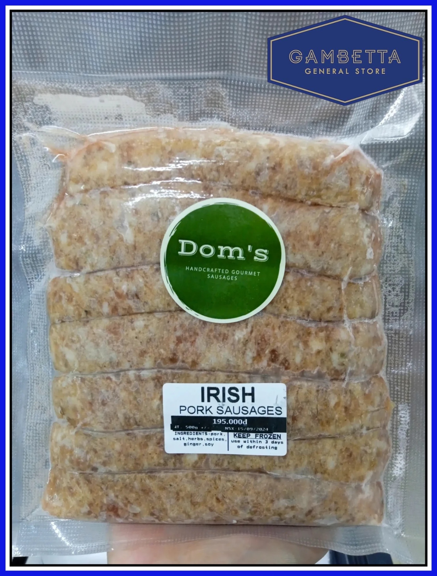 Dom's Old Irish / Xúc Xích Truyền Thống Ailen 500g