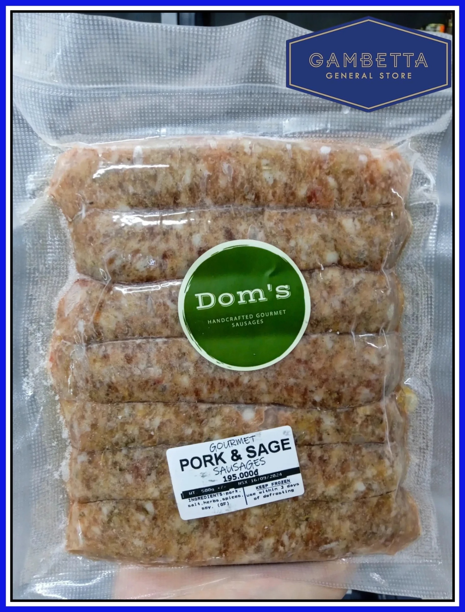 Dom's Gourmet Pork & Sage 500g