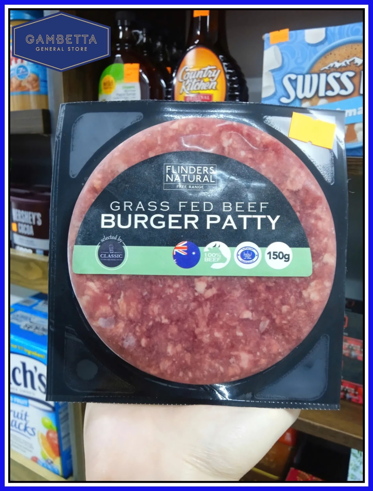 Flinders Natural Frozen Beef Burger Patty 150g