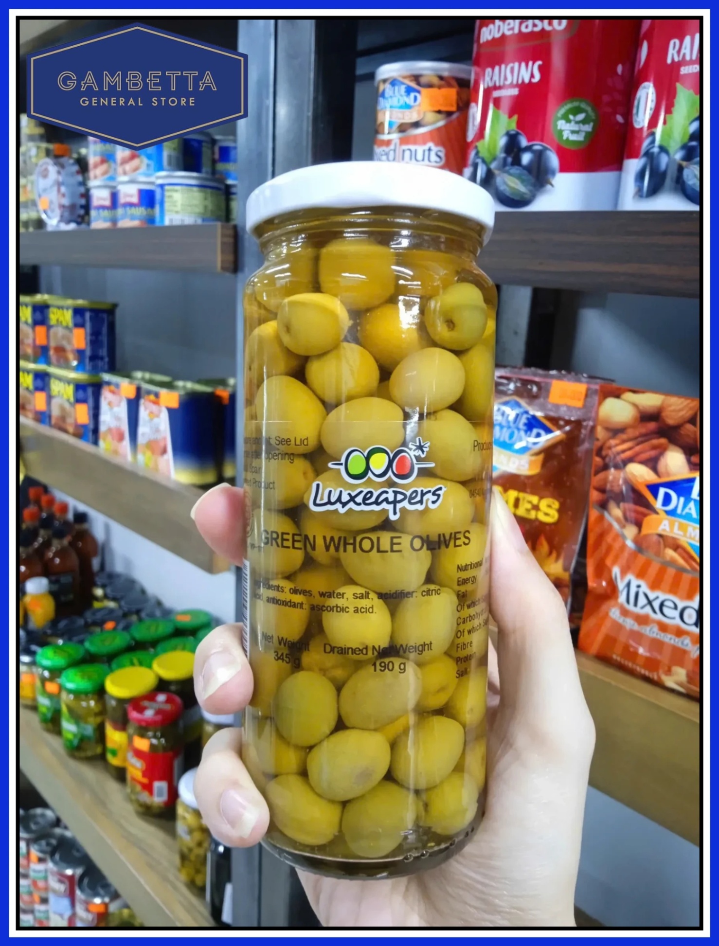 Luxeapers Oliu Xanh Có Hạt Green Whole Olives 345g