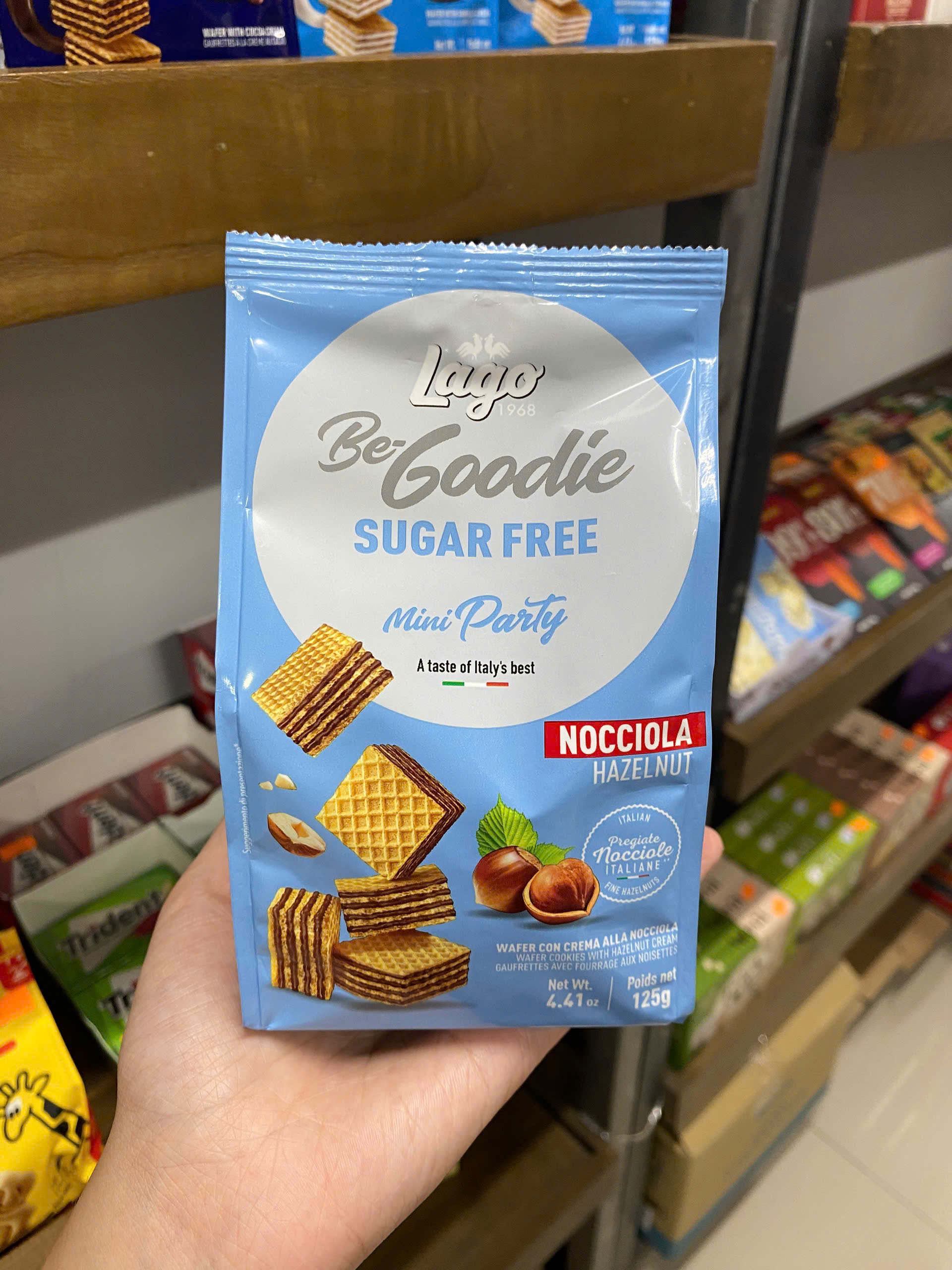 Bánh Lago Mini Party Hazelnut Sugar Free 125g