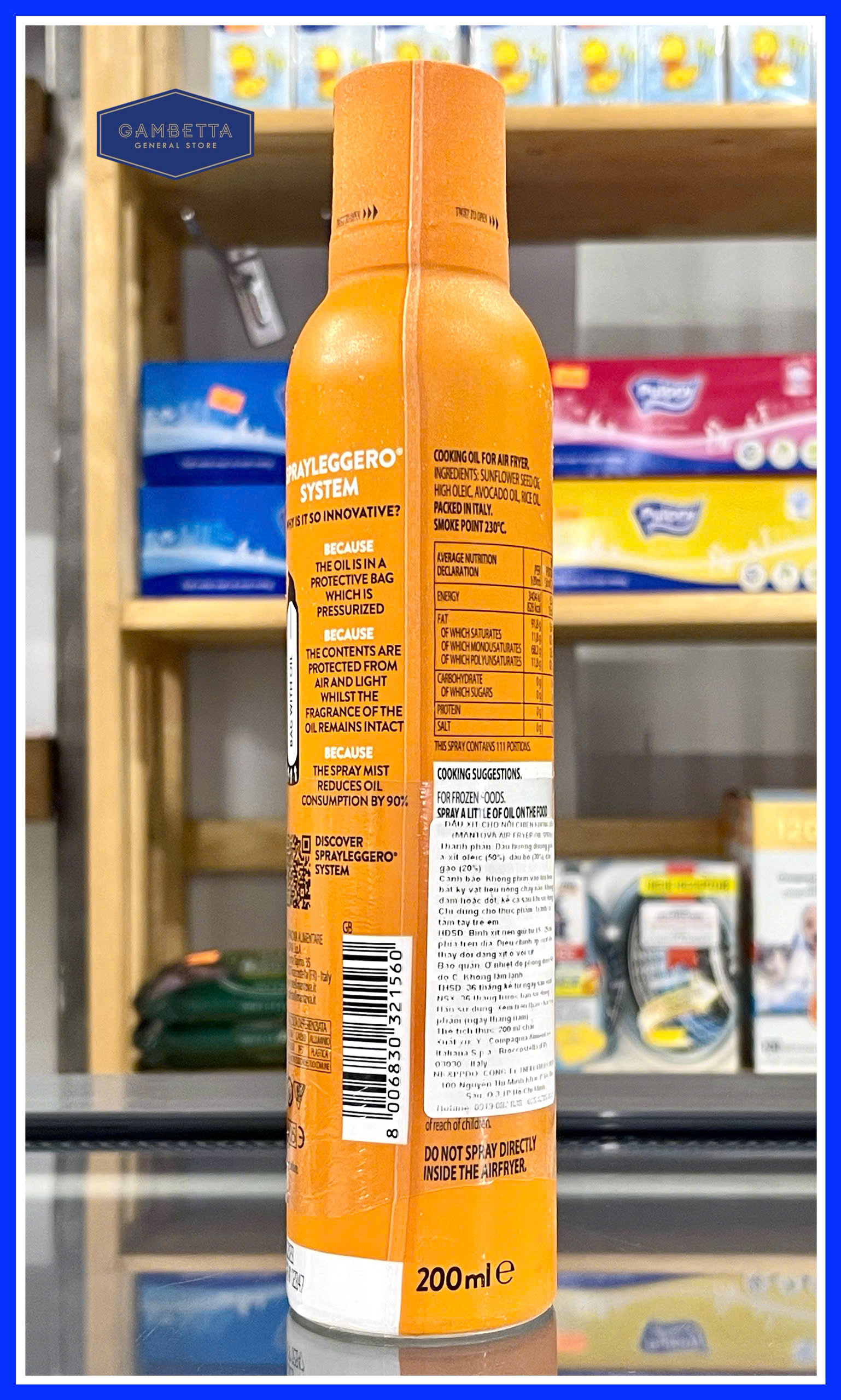 Mantova Dầu xịt nồi chiên ko dầu 200ml