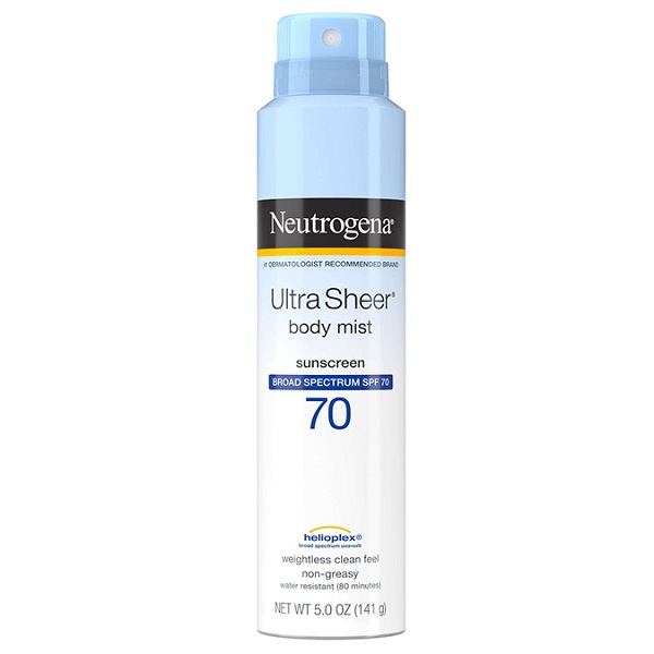Neutrogena Kem chống nắng dạng xịt Ultra Sheer Body mist Suncreen SPF70 141g