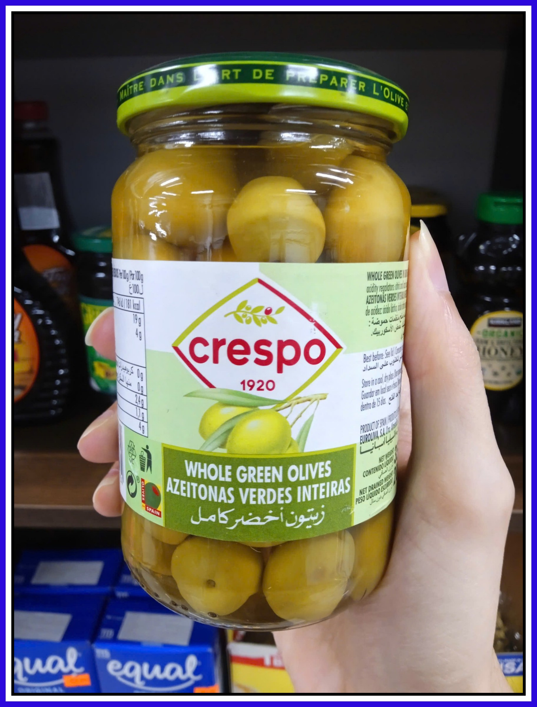 Oliu Xanh nguyên trái Crespo 370ml