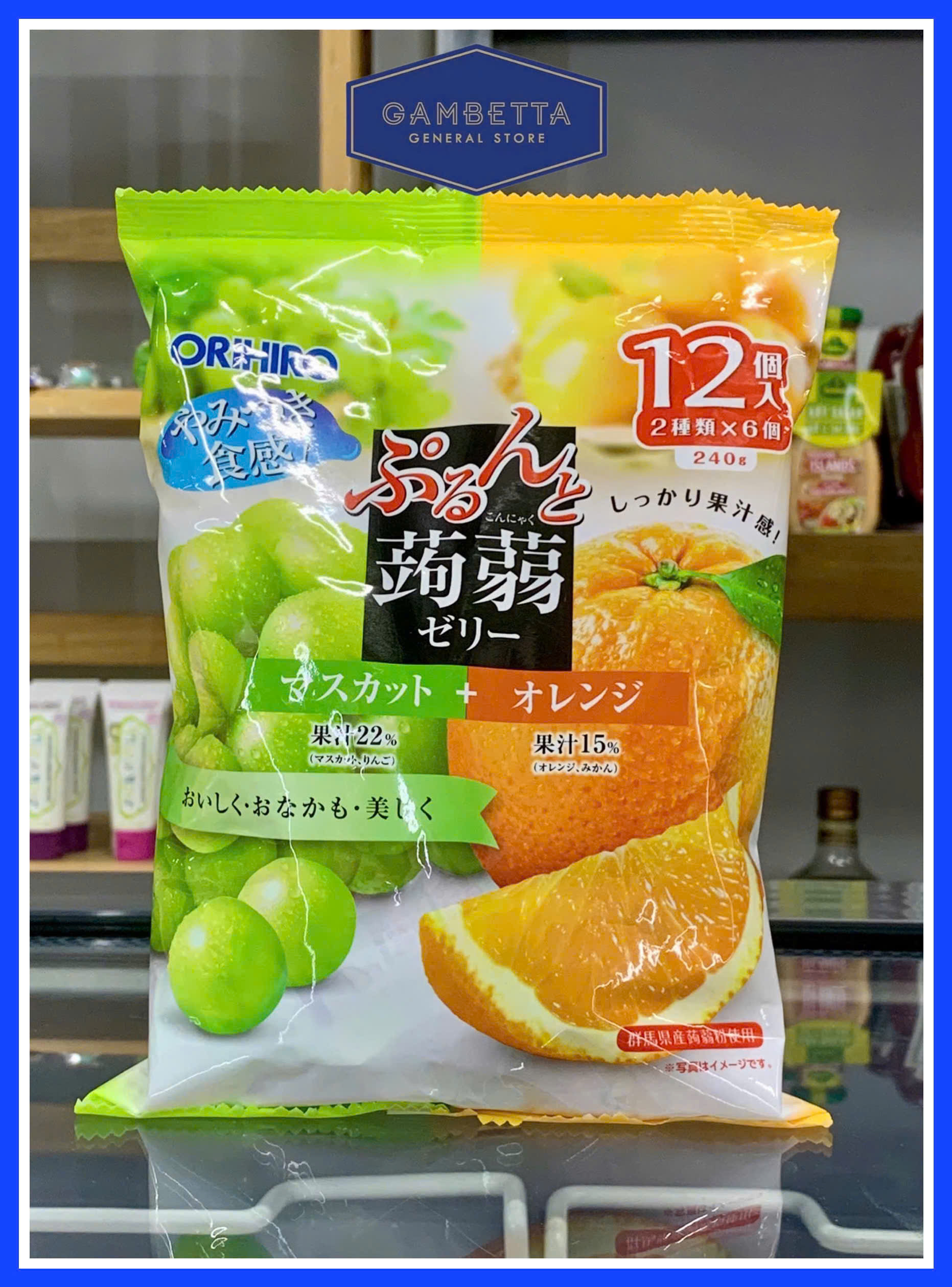 Orihiro Thạch Hoa Quả Mix vị Nho Xanh, Cam 240g