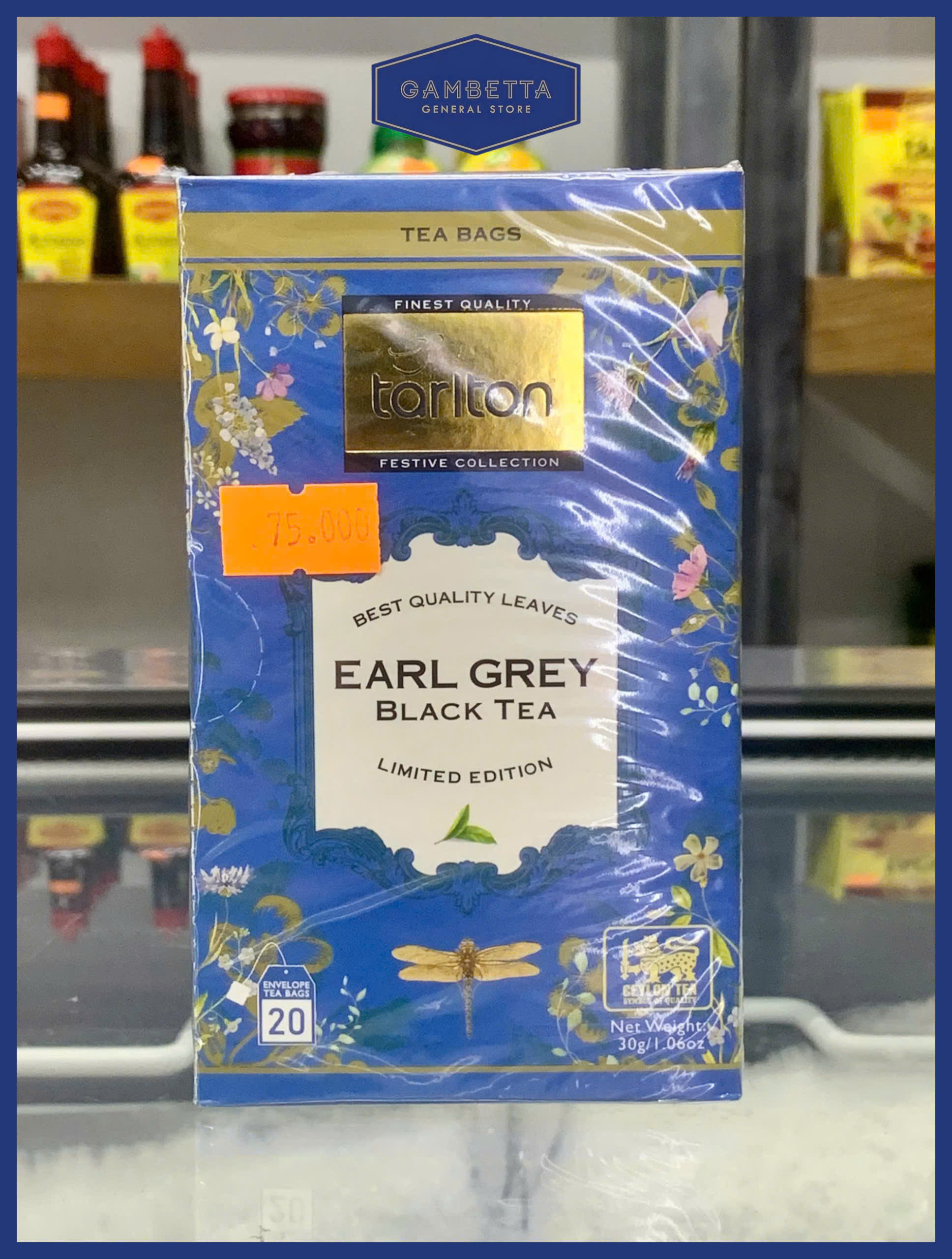Tarlon Trà Đen Bá Tước Earl Grey Black Tea 20 gói Hộp Xanh dương