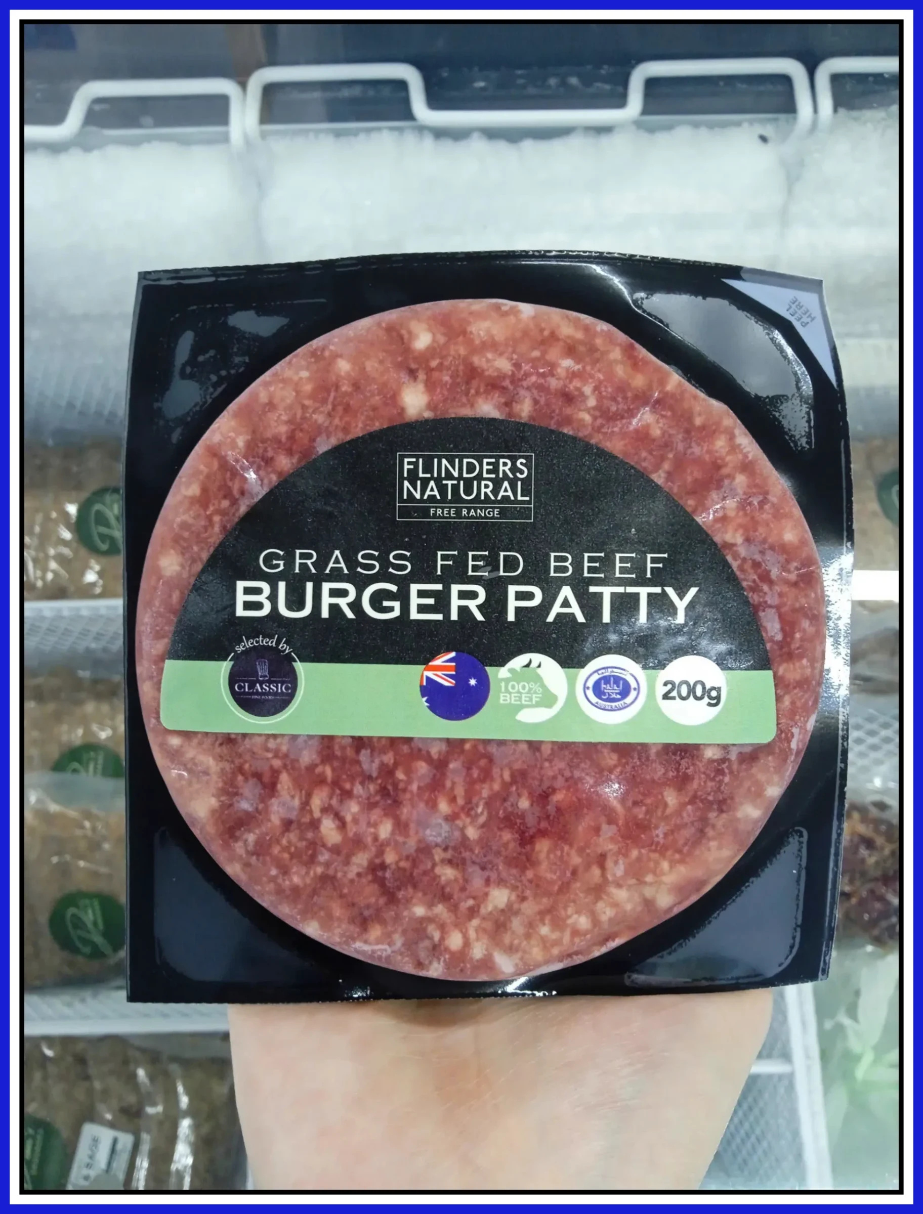 Thịt Bò Xay Đông lạnh Flinders Natural Beef Burger Patty 200g