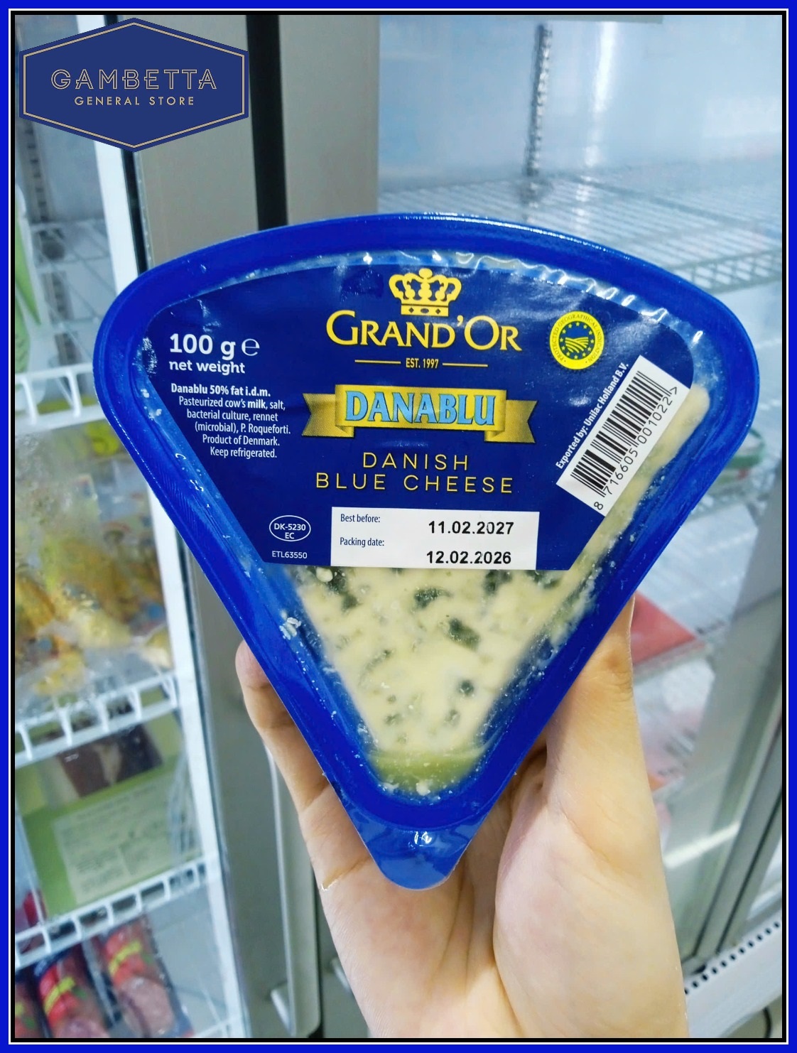 Unilac Grand' Or Danish Blue Cheese Portion Danablue 100gram