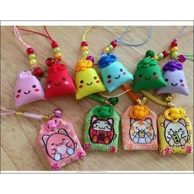 (6 màu) Bùa omamori túi cơm may mắn