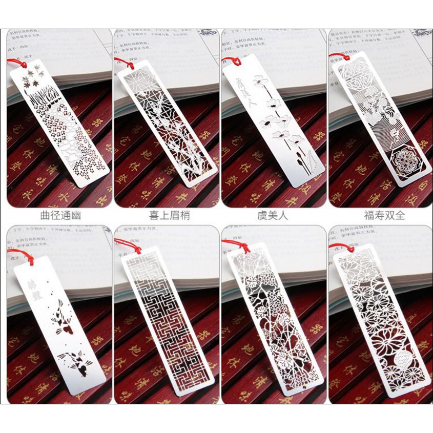 (8 mẫu)  bookmark cổ trang bookmark kim loại mỏng