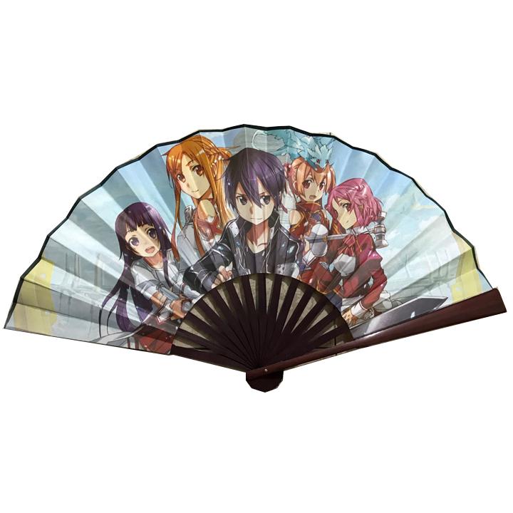 Quạt Sword Art Online Đao Kiếm Thần Vực cầm tay anime chibi nan 31cm cổ trang cổ điển cosplay