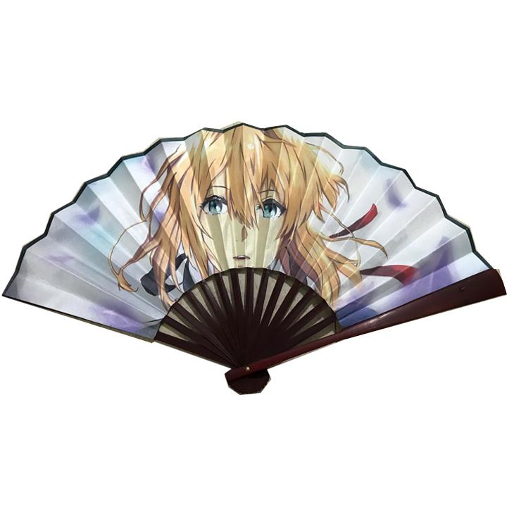 Quạt Violet Evergarden cầm tay anime chibi nan 31cm cổ trang cổ điển cosplay