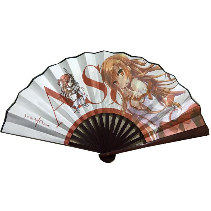 Quạt Sword Art Online Đao Kiếm Thần Vực cầm tay anime chibi nan 31cm cổ trang cổ điển cosplay