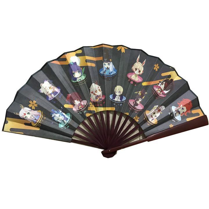Quạt Âm Dương Sư cầm tay anime chibi nan 31cm cổ trang cổ điển cosplay