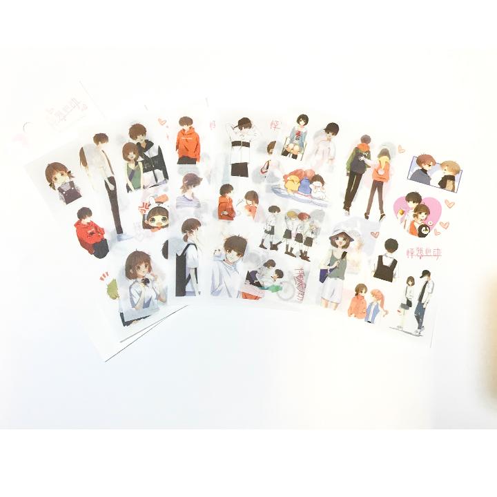Ảnh dán 6 tấm sticker Con tim rung động album ảnh dán anime idol dễ thương