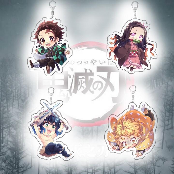 Móc khóa Kimetsu No Yaiba Thanh gươm diệt quỷ Diệt quỷ cứu nhân mica ẢNH ANIME CHIBI dễ thương