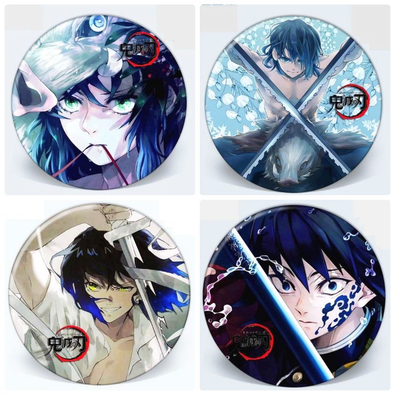 Huy hiệu Kimetsu No Yaiba Diệt quỷ cứu nhân Tanjizou Zenitsu Nezuko Inousuke ghim cài