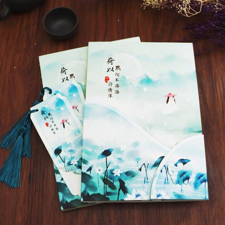 (Sổ có vỏ và bookmark) Sổ cổ trang phong cảnh đẹp quà tặng trang trí