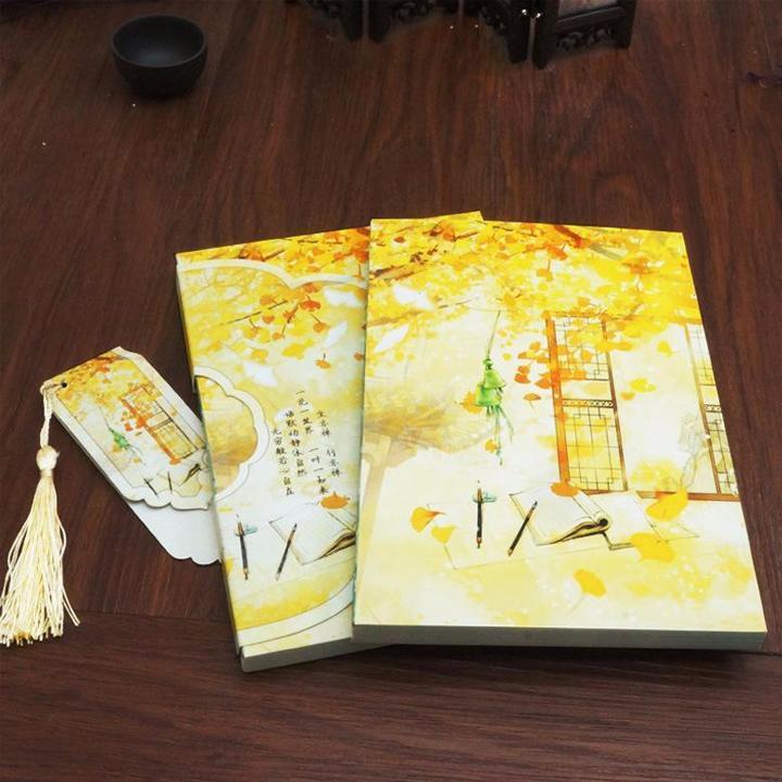 (Sổ có vỏ và bookmark) Sổ cổ trang phong cảnh đẹp quà tặng trang trí