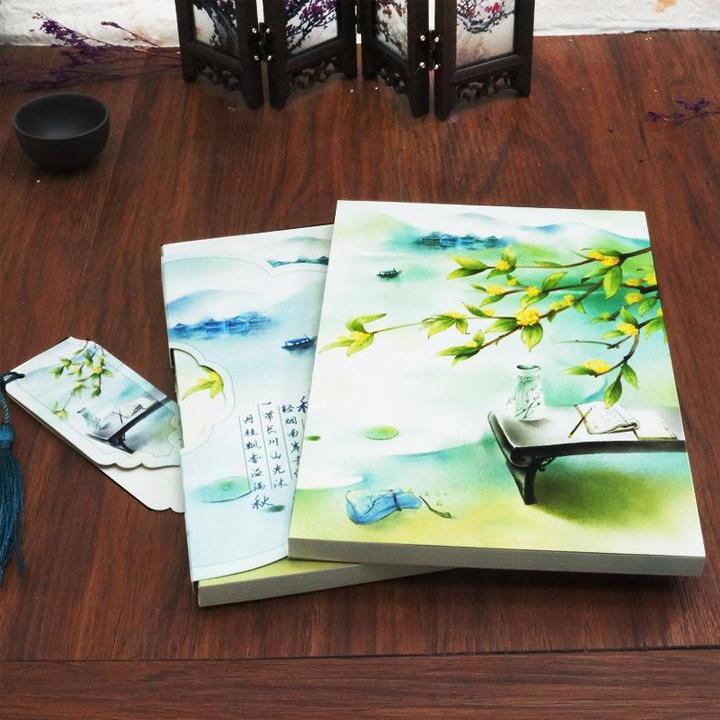 (Sổ có vỏ và bookmark) Sổ cổ trang phong cảnh đẹp quà tặng trang trí