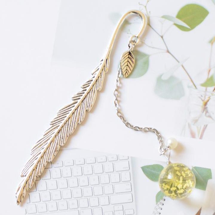 Bookmark lá liễu cầu thủy tinh hoa giấy quà tặng xinh xắn