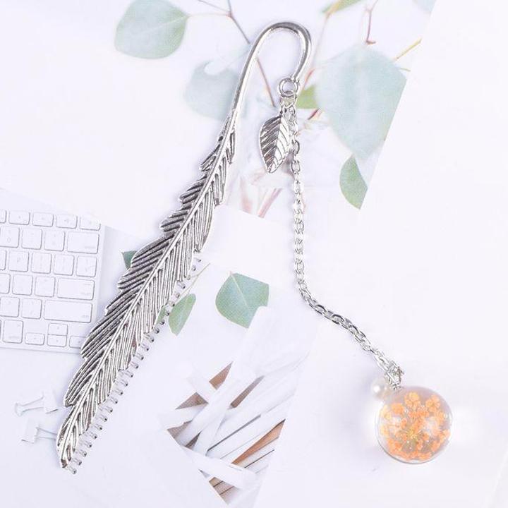 Bookmark lá liễu cầu thủy tinh hoa giấy quà tặng xinh xắn