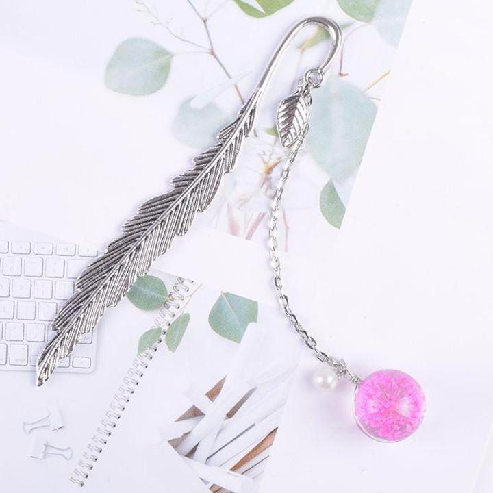 Bookmark lá liễu cầu thủy tinh hoa giấy quà tặng xinh xắn