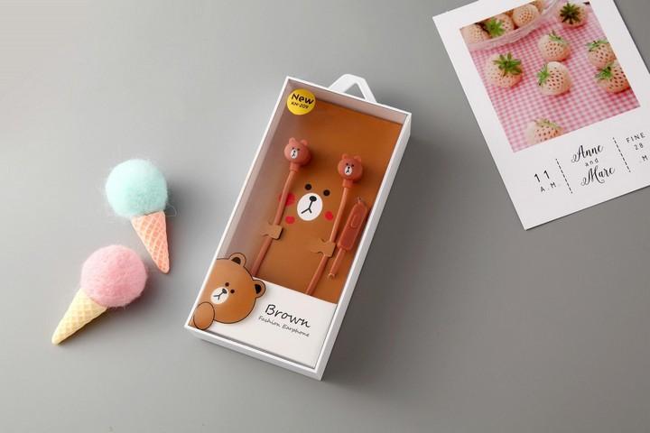 Tai nghe gấu brown thỏ cony quà tặng kềm hộp thời trang dễ thương xinh xắn