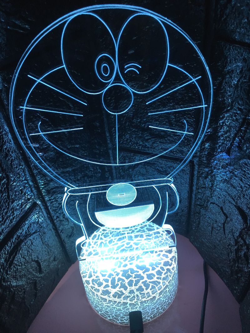 Đèn 3D doraemon đổi 16 chế độ phát sáng mica có đế quà tặng trang trí