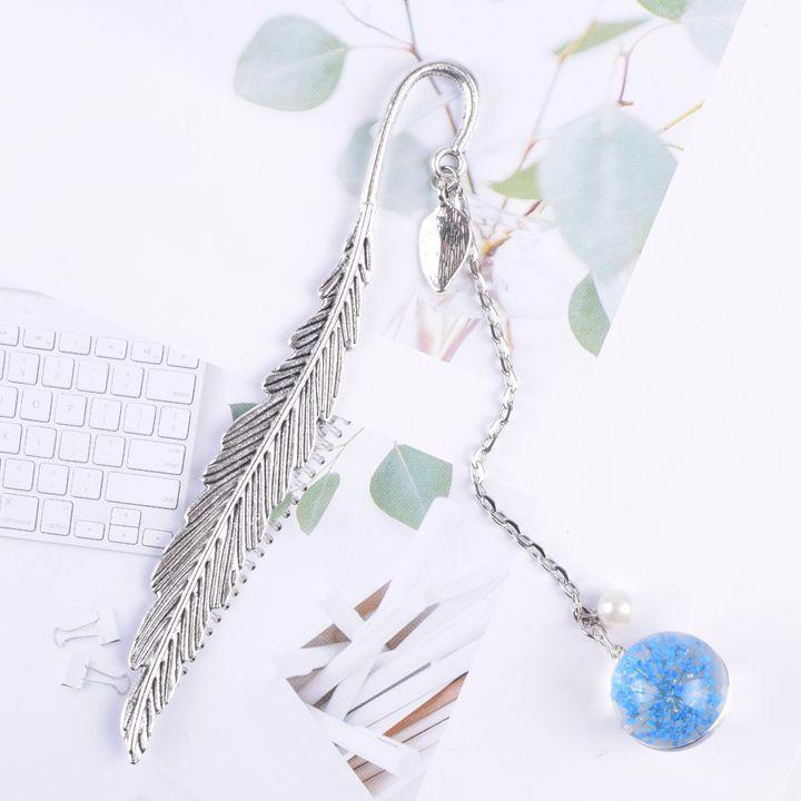 Bookmark lá liễu cầu thủy tinh hoa giấy quà tặng xinh xắn