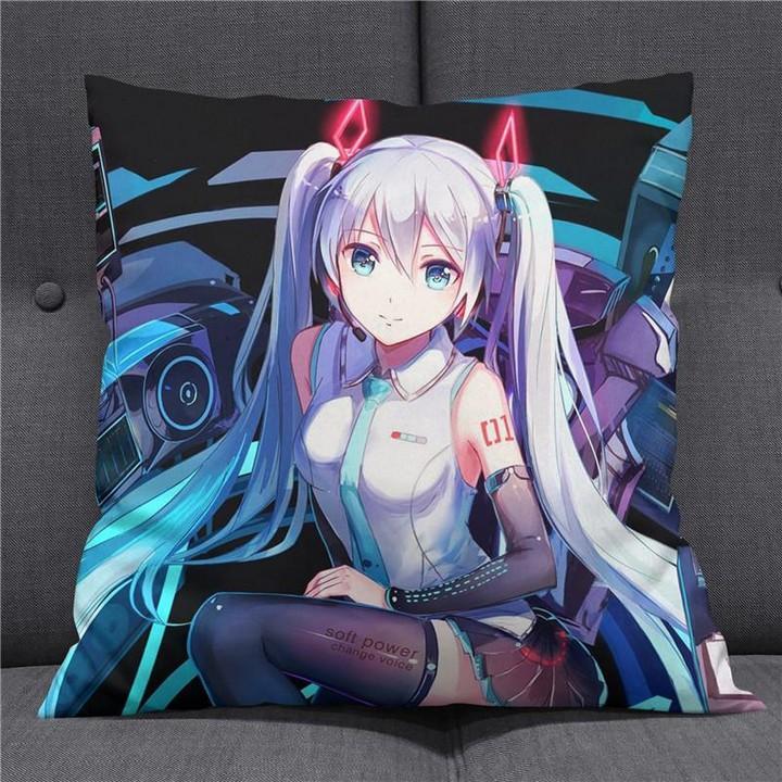 Gối Miku Hatsune 30x30 gồm cả vỏ và ruột chibi anime