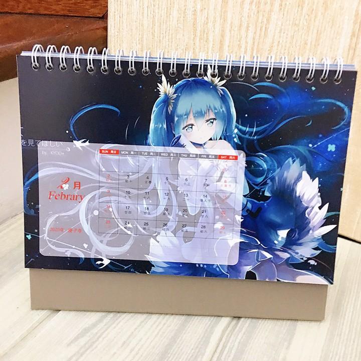 (Lịch 2020 - mẫu 2) Lịch Miku Hatsune in ảnh đẹp anime chibi idols lịch để bàn