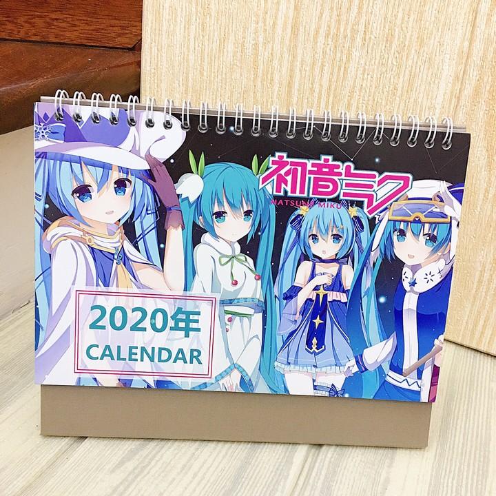 (Lịch 2020 - mẫu 2) Lịch Miku Hatsune in ảnh đẹp anime chibi idols lịch để bàn
